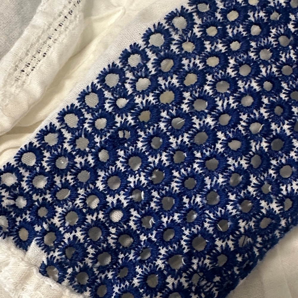 Soft Surroundings White and Navy Blouse - Picture 8 of 11